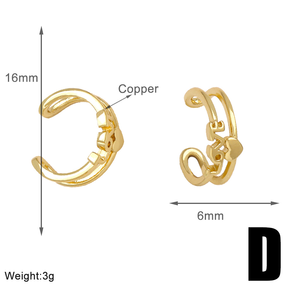 1 Pair Simple Style Geometric Letter Heart Shape Plating Copper 18K Gold Plated Ear Cuffs