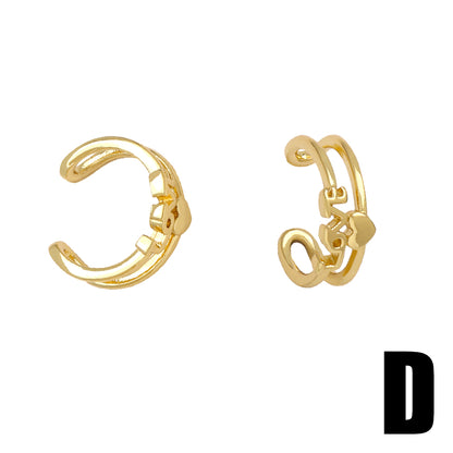 1 Pair Simple Style Geometric Letter Heart Shape Plating Copper 18K Gold Plated Ear Cuffs