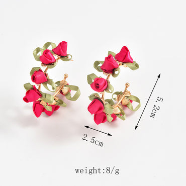 1 Pair Elegant Sweet Flower Alloy Ear Studs
