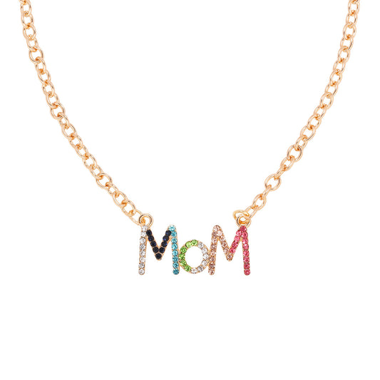 MAMA Letter Alloy Plating Inlay Rhinestones Mother'S Day Women's Necklace