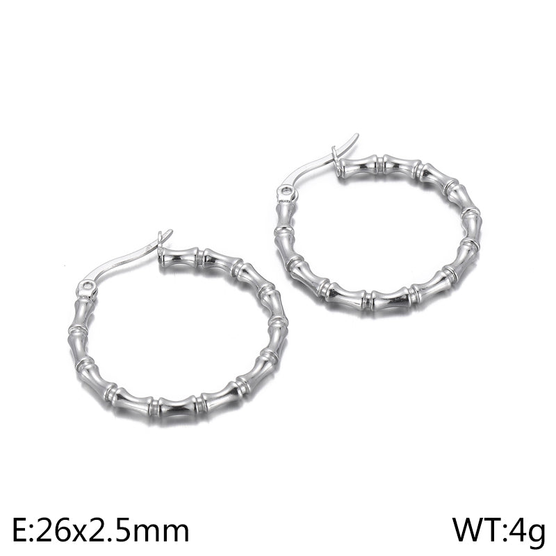 1 Pair Casual Simple Style Geometric Stainless Steel Hoop Earrings