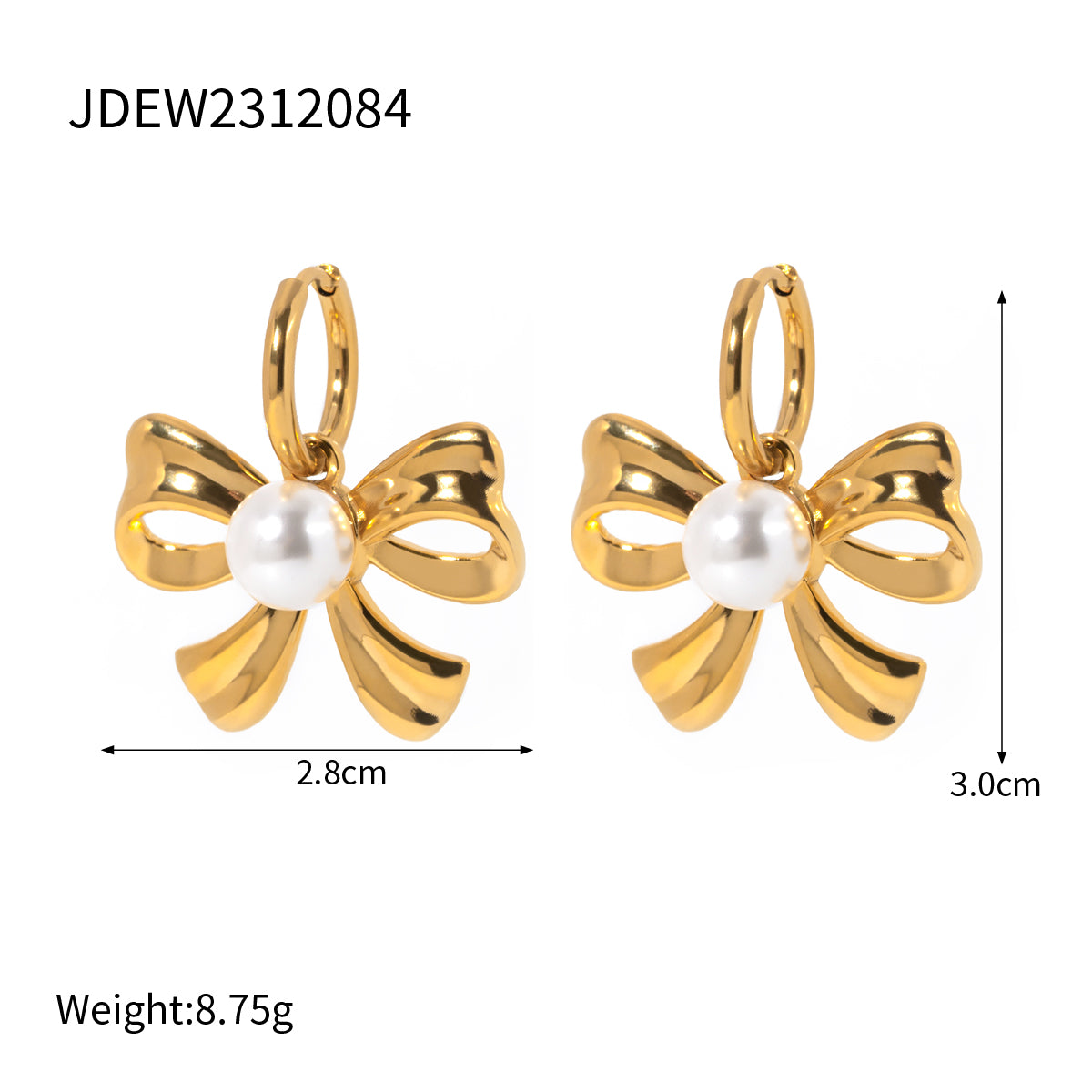 1 Pair IG Style Bow Knot Inlay Stainless Steel Artificial Pearls 18K Gold Plated Drop Earrings