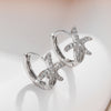 1 Pair Elegant Cute Starfish Copper Zircon Silver Plated Hoop Earrings