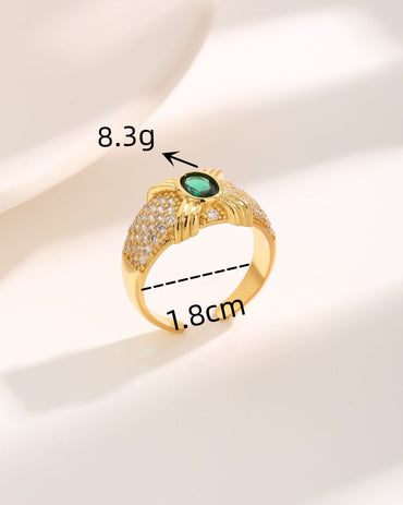 Wholesale Elegant Glam Geometric Copper 18K Gold Plated Zircon Open Rings