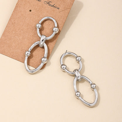 1 Pair Nordic Style Simple Style Double Ring Alloy Drop Earrings