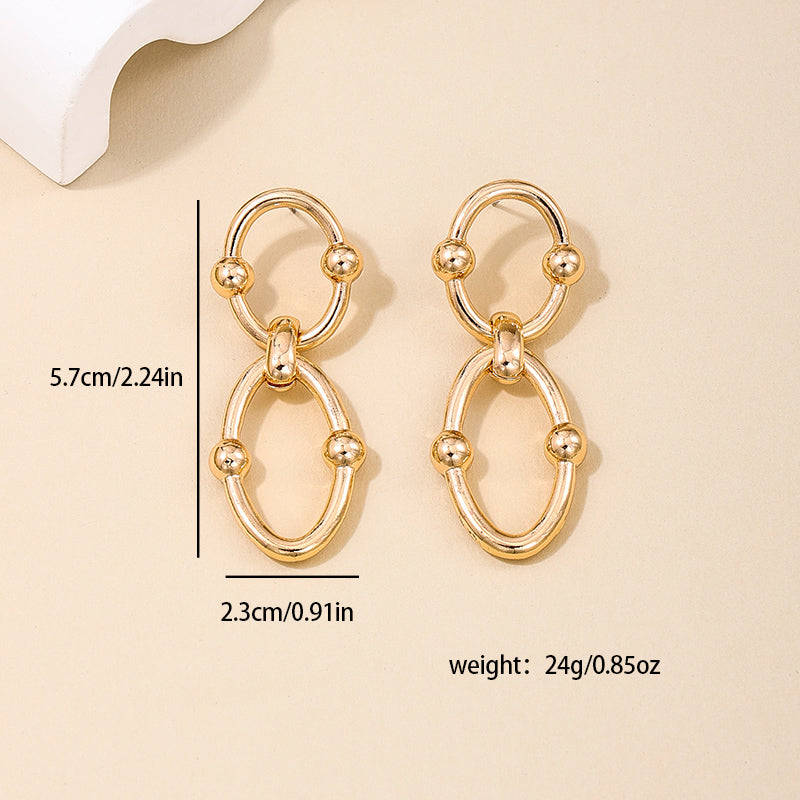 1 Pair Nordic Style Simple Style Double Ring Alloy Drop Earrings