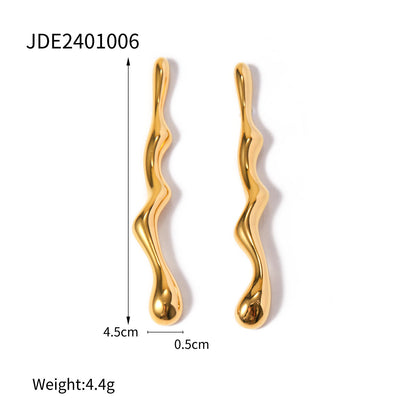 1 Pair IG Style Irregular Solid Color Stainless Steel 18K Gold Plated Ear Studs