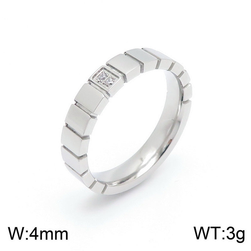 Stainless Steel Simple Style Solid Color Inlay Zircon Rings