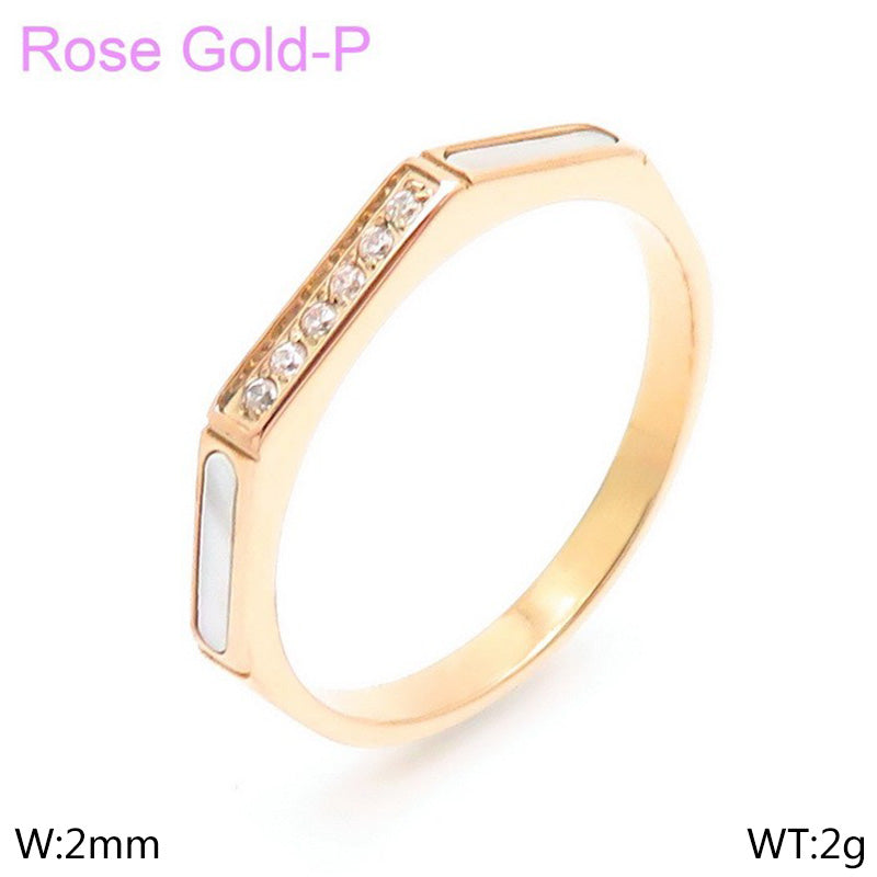 Stainless Steel Simple Style Solid Color Inlay Zircon Rings