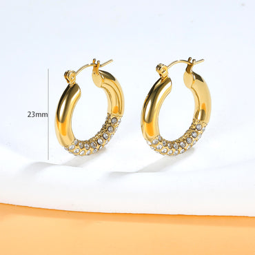 1 Pair Simple Style Solid Color Inlay Copper Zircon 18K Gold Plated Earrings