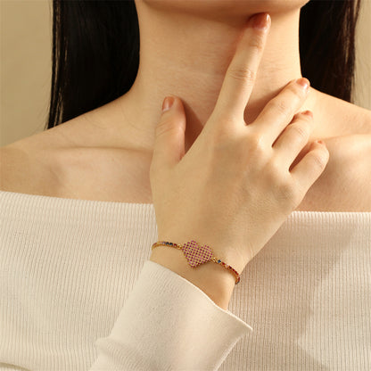 Copper 18K Gold Plated IG Style Simple Style Commute Lips Gesture Heart Shape Inlay Zircon Bracelets