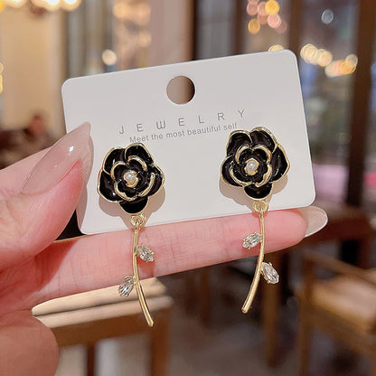 1 Pair IG Style Flower Plating Inlay Arylic Alloy Artificial Pearls Rhinestones Earrings