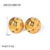 1 Pair IG Style Round Star Inlay Stainless Steel Rhinestones 18K Gold Plated Ear Studs