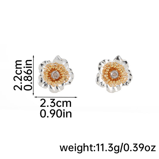 1 Pair Casual Vacation Flower Inlay Copper Zircon 18K Gold Plated Silver Plated Ear Studs
