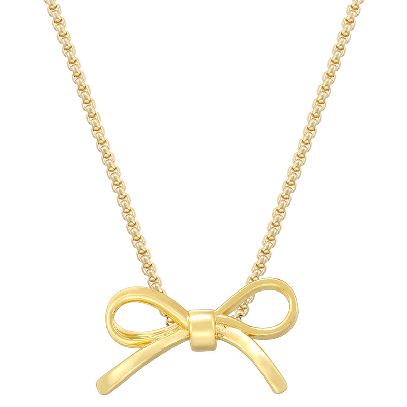 Brass 18K Gold Plated Casual Simple Style Classic Style Bow Knot Necklace