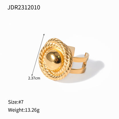 Stainless Steel 18K Gold Plated IG Style Solid Color Open Rings