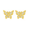 1 Pair Cute Sweet Butterfly Inlay Sterling Silver Zircon Ear Studs