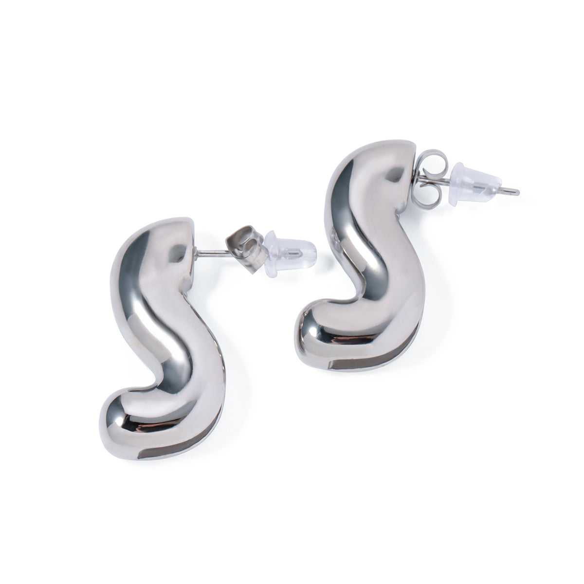 1 Pair IG Style S Shape Stainless Steel 18K Gold Plated Ear Studs