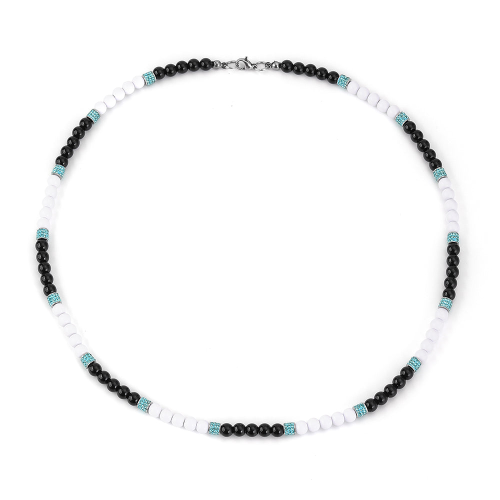 Stainless Steel Exaggerated Simple Style Round Beaded Inlay Zircon Necklace