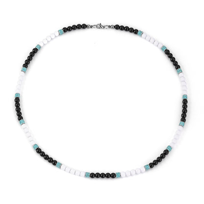 Stainless Steel Exaggerated Simple Style Round Beaded Inlay Zircon Necklace