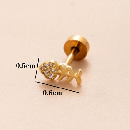 1 Piece Ear Cartilage Rings & Studs Classic Style Cross Snake Stainless Steel Copper Plating Inlay Zircon 18K Gold Plated Ear Cartilage Rings & Studs