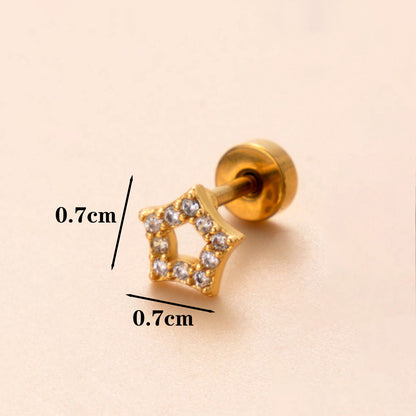 1 Piece Ear Cartilage Rings & Studs Classic Style Cross Snake Stainless Steel Copper Plating Inlay Zircon 18K Gold Plated Ear Cartilage Rings & Studs