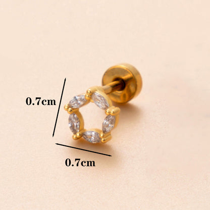 1 Piece Ear Cartilage Rings & Studs Classic Style Cross Snake Stainless Steel Copper Plating Inlay Zircon 18K Gold Plated Ear Cartilage Rings & Studs