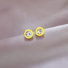 1 Pair Simple Style Round Heart Shape Flower Plating Inlay Titanium Steel Shell Zircon Ear Studs