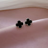 1 Pair Simple Style Round Heart Shape Flower Plating Inlay Titanium Steel Shell Zircon Ear Studs