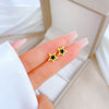 1 Pair Simple Style Round Heart Shape Flower Plating Inlay Titanium Steel Shell Zircon Ear Studs