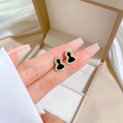 1 Pair Simple Style Round Heart Shape Flower Plating Inlay Titanium Steel Shell Zircon Ear Studs