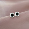 1 Pair Simple Style Round Heart Shape Flower Plating Inlay Titanium Steel Shell Zircon Ear Studs