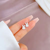 1 Pair Simple Style Round Heart Shape Flower Plating Inlay Titanium Steel Shell Zircon Ear Studs