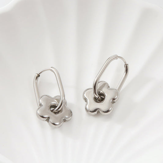 1 Pair Sweet Simple Style Flower Stainless Steel Gold Plated Drop Earrings