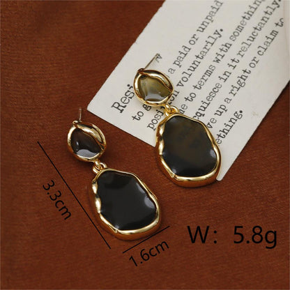 1 Pair Business Artistic Irregular Copper 18K Gold Plated Drop Earrings