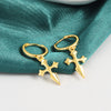 1 Pair Retro Simple Style Cross Copper Silver Plated Drop Earrings