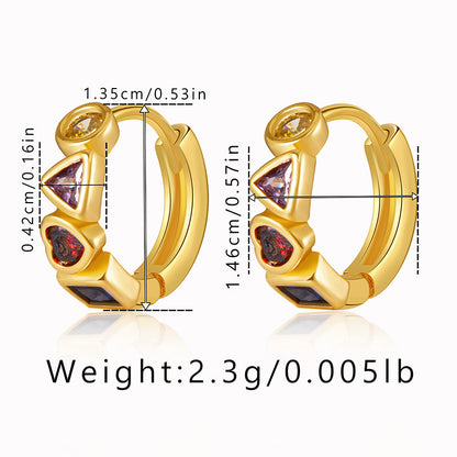 1 Pair IG Style Geometric Plating Inlay Copper Zircon Earrings