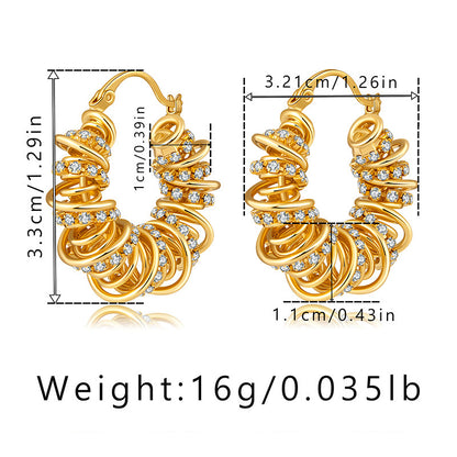 1 Pair IG Style Geometric Inlay Copper Zircon 18K Gold Plated Earrings