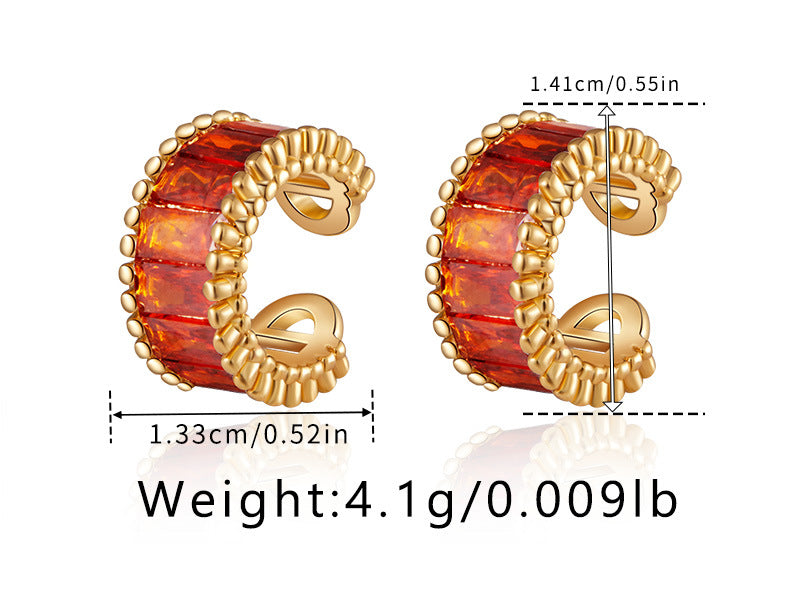 1 Pair Simple Style Geometric Inlay Copper Zircon 18K Gold Plated Ear Cuffs