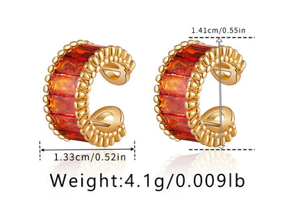 1 Pair Simple Style Geometric Inlay Copper Zircon 18K Gold Plated Ear Cuffs