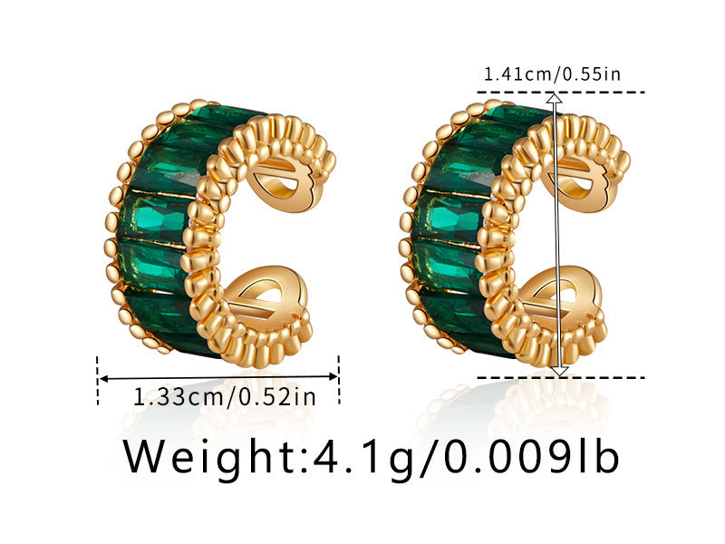 1 Pair Simple Style Geometric Inlay Copper Zircon 18K Gold Plated Ear Cuffs