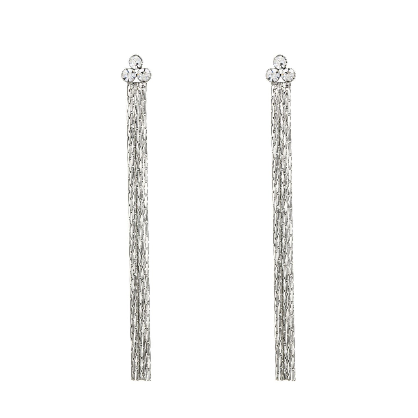 1 Pair IG Style Simple Style Tassel Inlay Titanium Steel Zircon Earrings