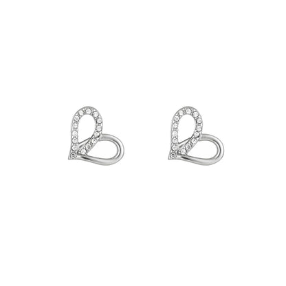 1 Pair Sweet Simple Style Heart Shape Hollow Out Inlay Titanium Steel Zircon Ear Studs