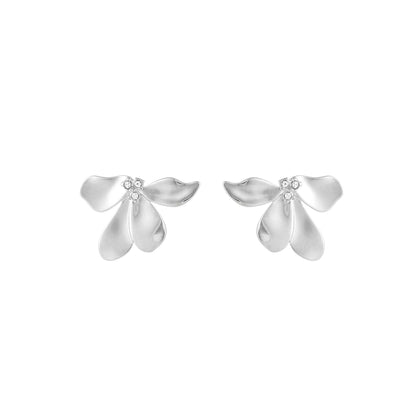 1 Pair Casual Sweet Flower Plating Inlay Titanium Steel Zircon Ear Studs