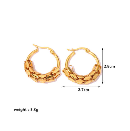 1 Pair Casual Simple Style Geometric Plating Mesh Stainless Steel Hoop Earrings