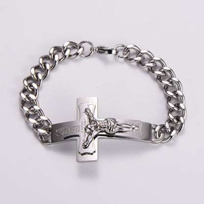 Stainless Steel Hip-Hop Human Cross Plating Bracelets