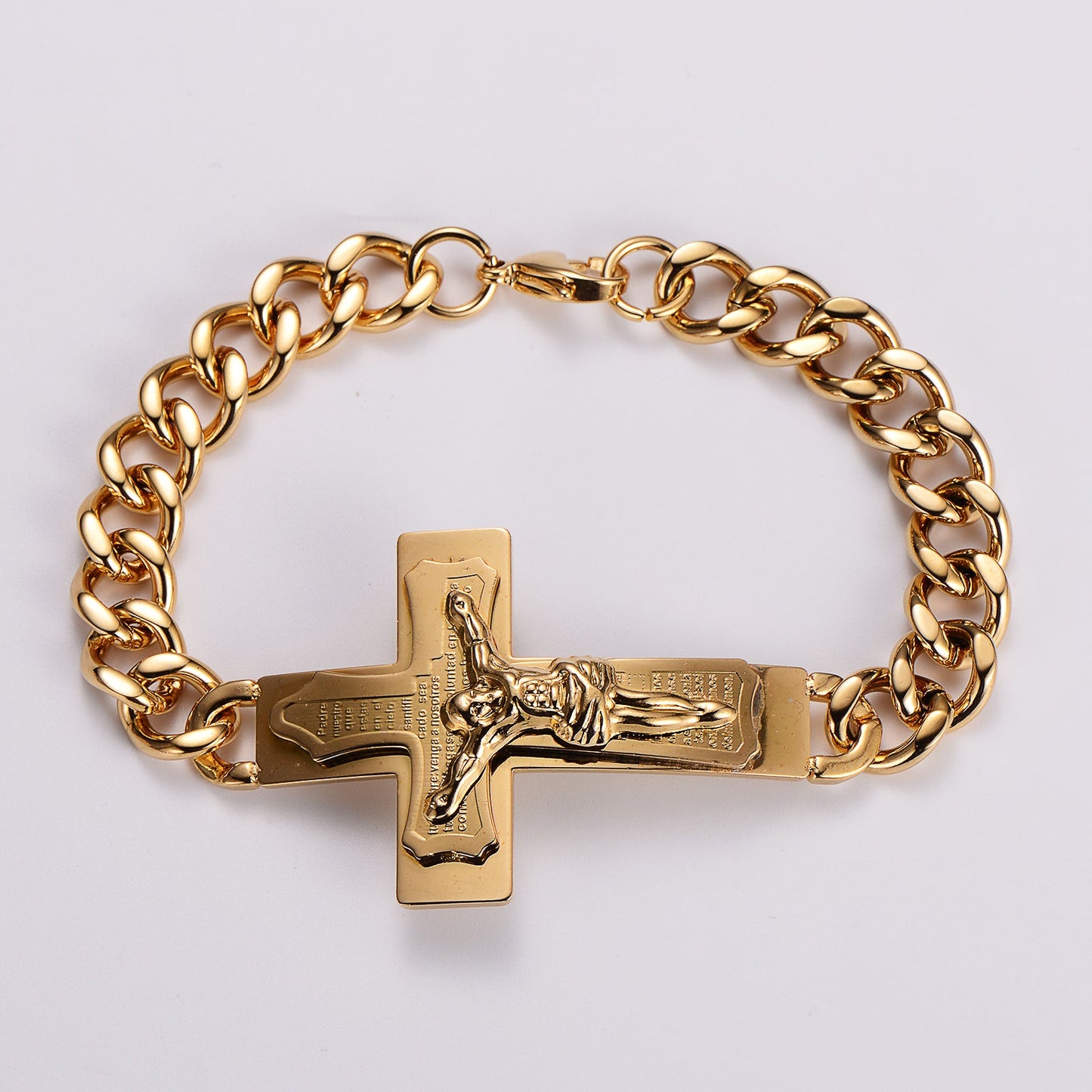 Stainless Steel Hip-Hop Human Cross Plating Bracelets