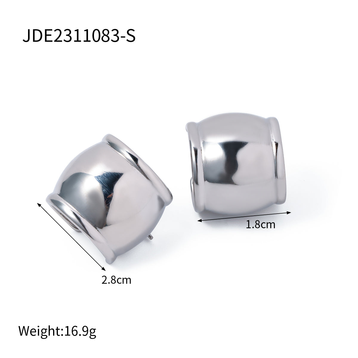 1 Pair IG Style C Shape Polishing Stainless Steel Titanium Steel 18K Gold Plated Ear Studs