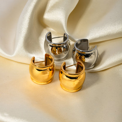 1 Pair IG Style C Shape Polishing Stainless Steel Titanium Steel 18K Gold Plated Ear Studs