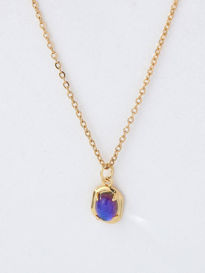 Copper 18K Gold Plated Elegant Shiny Geometric Zircon Pendant Necklace